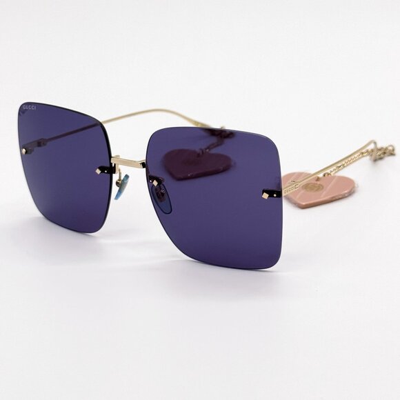 NEW GUCCI SUNGLASSES GG1147S 004 GOLD/BLUE WOMEN EYEWEAR 